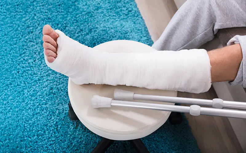 Person falls on staircase